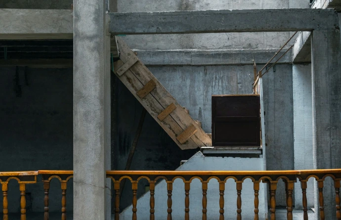 a large piece of wood on a building